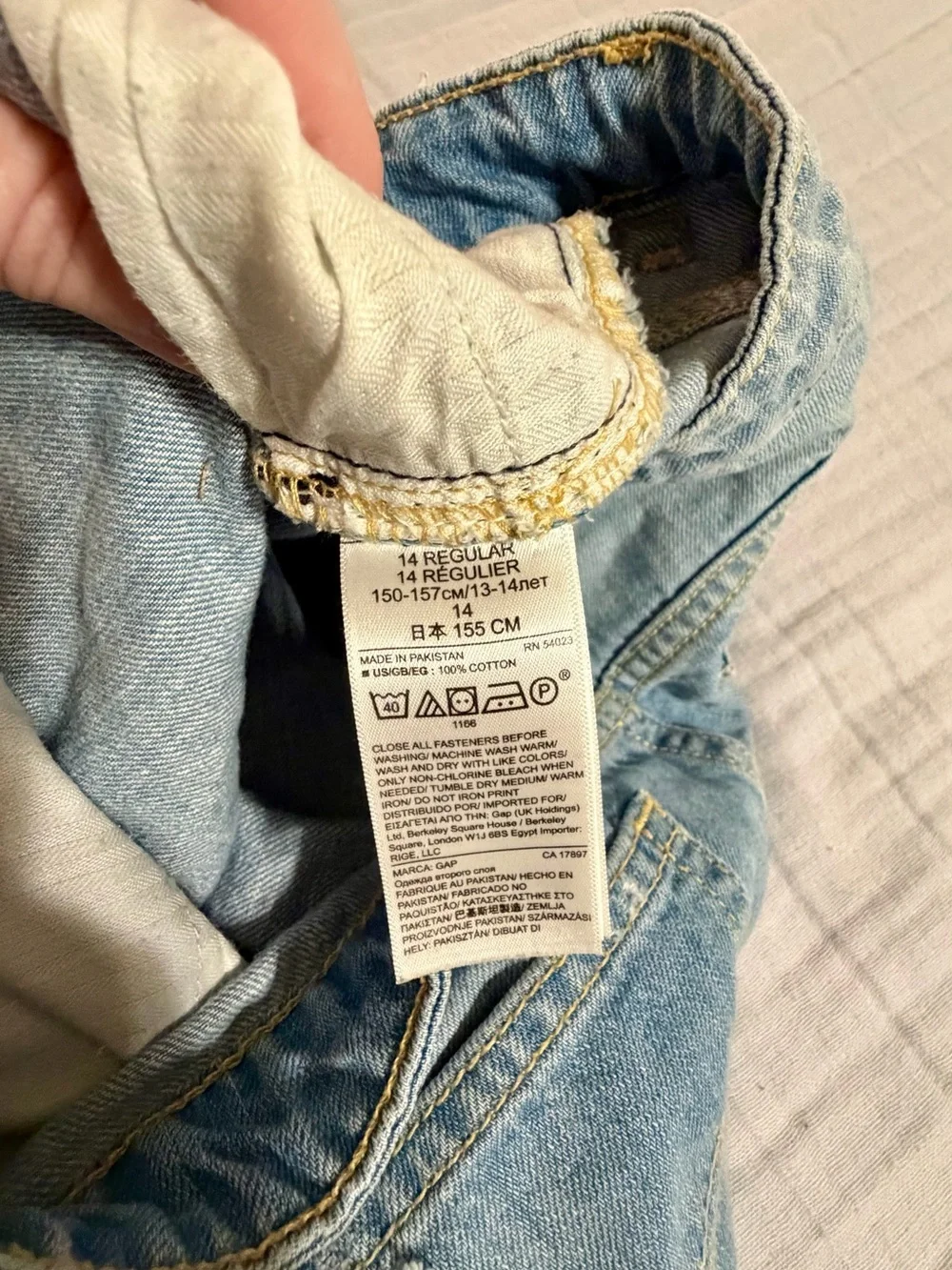 GAP Boys Light Blue Distressed Straight Jeans Sz 14 Regular
